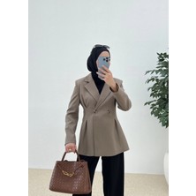 Moda Aksa Bel Oturtmalı Blazer Haki