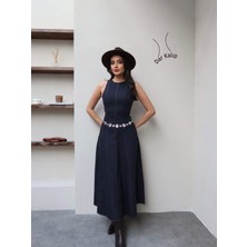 Esra Helvacı Sıfır Kol Denim Elbise