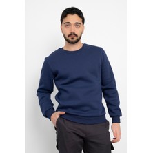 Basic Baskısız 3 Iplik Unisex Cepsiz Düz Sweatshirt Yuvarlak Yaka Sweat