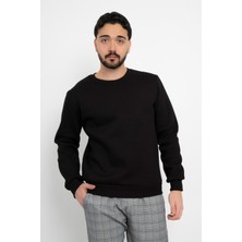 Basic Baskısız 3 Iplik Unisex Cepsiz Düz Sweatshirt Yuvarlak Yaka Sweat