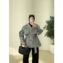 Moda Aksa Premium Kalite Kaban Yün Dokulu Koka Gri