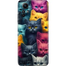 Grabono Xiaomi Redmi Note 12S Kılıf Renkli Desenli Baskı Tasarım Silikon Kedi Ordusu