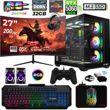 Xaser Helmet X50 Ryzen 7 5700X 32GB Ram 1tb M.2 Nvme SSD 16GB RTX5060 Ti Sıvı Soğutmalı 27" 200Hz Oyuncu Tavsiye Sistem