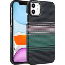 MobaxAksesuar Apple iPhone 11 Kılıf Kevlar Desenli Karbon M-Safe Magnetik Şarj Vega-Msafe