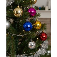 Dodomar 8 cm – Yılbaşı Top Süs Parlak Miks Renk 6 Parça Dekoratif Ağaç ve Parti Süsleme Seti