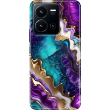 Grabono Vivo Y22S -Y35 Kılıf Renkli Tpu Uv Baskılı Desenli Silikon Keskin Ametist