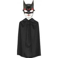 Batman Maskesi Catwoman ve Batman Pelerini Siyah Set