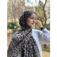 Shalby Etnik Leopar Desenli Soft Pamuklu Şal Bej
