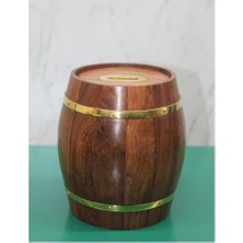 Pirinç Ahşap Fıçı Kumbara