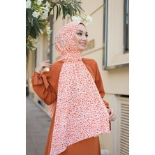 Shalby Tesettür Floral Bürümcük Şal Orange