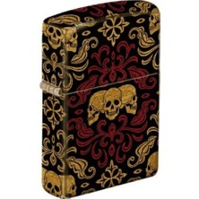 Skull Desıgn Zippo Premium Sarı Kırmızı Renkli Dış Mekan Ekipmanı Trekking ve Kamp Uyumlu