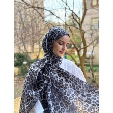 Shalby Etnik Leopar Desenli Soft Pamuklu Şal Gri