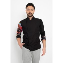 Çikolata Desenli Kol Detaylı Şef Ceket Aşçı Uniforma (Chef Ceket) Personel Kıyafeti