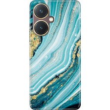 Grabono Vivo Y27 Kılıf Renkli Tpu Uv Baskılı Desenli Silikon Simli Taş