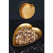 Çavdar Group Gold Kalp Yaprak Lüx Sunum Tepsisi Kalp Motifli Plastik Çerezlik Kahvaltılık Sunum Tabağı