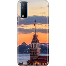 Grabono Vivo Y20/Y20S/Y11S Uyumlu Kılıf Renkli Desenli Özel Tasarım Baskı Tpu Uv Silikon Kılıf Kız Kulesi