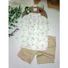 Genel Palmiye Desen Müslin Gömlekli 2'li Takım Yeşil - 6-7 Yaş