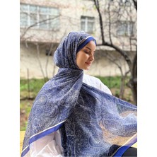 Shalby Tesettür Paisley Desenli Pamuk Şal Parlament Mavi