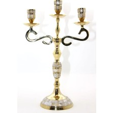 Lowell Home Pirinç Sedefli 3'lü Şamdan Model 3