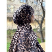 Shalby Etnik Leopar Desenli Soft Pamuklu Şal Kumsal Beji