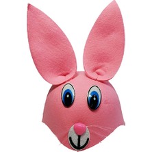 Pembe Renk Kulaklı Tavşan Şapkası Hayvan Şapkası