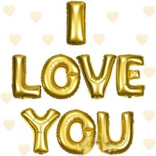 I Love You Folyo Balon Altın Renk 35 cm
