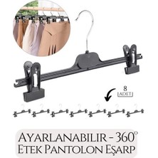 Bx Etek Pantolon Eşarp Kıskaçlı Askı 8 Li Set