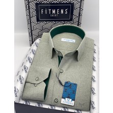Fitmens Klasik Uzun Kol Keten Cotton Hediye Kutulu Erkek Gömlek FS-001261 - Yeşil