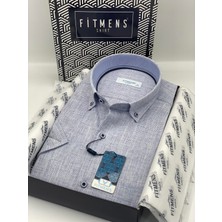 Fitmens Klasik Kısa Kol Keten Yaka Düğmeli Hediye Kutulu Erkek Gömlek FS-003626 - Açık Mavi