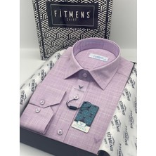 Fitmens Klasik Uzun Kol Cepsiz Keten Yaka Alttan Düğmeli Hediye Kutulu Erkek Gömlek FS-003686 - Lila