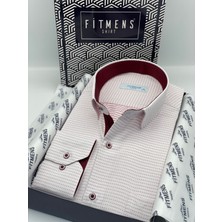 Fitmens Klasik Uzun Kol Nokta Desenli Hediye Kutulu Erkek Gömlek FS-001259 - Beyaz Bordo