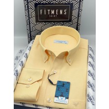 Fitmens Klasik Uzun Kol Pamuklu Yaka Düğmeli Hediye Kutulu Kolay Ütülenebilir Erkek Gömlek FS-003897 - Sarı