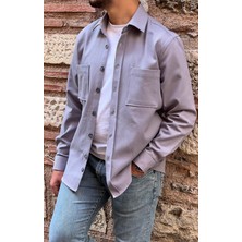 Fitmens Oversize Gabardin Pamuklu Hediye Kutulu Erkek Ceket Gömlek FS-003868 - Gri