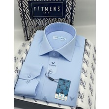 Fitmens Klasik Uzun Kol Gold Saten Cepsiz Hediye Kutulu Erkek Gömlek FS-003308 - Açık Mavi