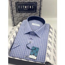 Fitmens Klasik Kısa Kol Kareli Hediye Kutulu Erkek Gömlek FS-004158 - Mavi