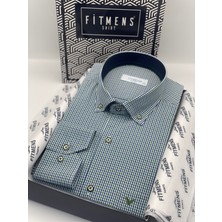 Fitmens Klasik Uzun Kol Yaka Düğmeli Pöti Kareli Hediye Kutulu Erkek Gömlek FS-003774 - Yeşil