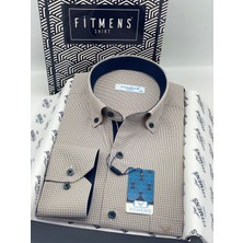 Fitmens Klasik Uzun Kol Pöti Kareli Yaka Düğmeli Hediye Kutulu Erkek Gömlek FS-002273 - Sarı