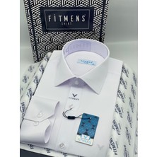 Fitmens Klasik Uzun Kol Gold Saten Cepsiz Hediye Kutulu Erkek Gömlek FS-003308 - Beyaz