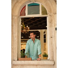 Fitmens Slim Fit Uzun Kol %100 Keten Nefes Alabilen Kumaştan Hediye Kutulu Erkek Gömlek FS-004170 - Mint