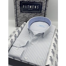 Fitmens Klasik Uzun Kol Çizgili Hediye Kutulu Erkek Gömlek FS-003864 - Açık Mavi