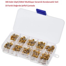Hatfon Elektronik 300 Adet 10PF/100NF Multilayer Seramik Kondansatör Seti 10 Farklı Değerde Şeffaf Çantada