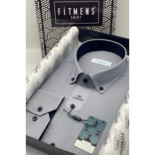 Fitmens Klasik Uzun Kol Pöti Kareli Yaka Düğmeli Hediye Kutulu Erkek Gömlek FS-002273 - Lacivert