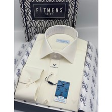 Fitmens Klasik Uzun Kol Gold Saten Cepsiz Hediye Kutulu Erkek Gömlek FS-003308 - Krem