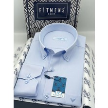 Fitmens Klasik Uzun Kol Pamuklu Yaka Düğmeli Hediye Kutulu Kolay Ütülenebilir Erkek Gömlek FS-003897 - Buz Mavi