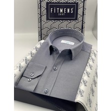 Fitmens Slim Fit Uzun Kol Ömür Boyu Yakandayım Nakışlı Hediye Kutulu Erkek Gömlek FS-001376 - Lacivert Beyaz