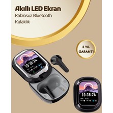 Akıllı Ekranlı Bluetooth 5.4 Kablosuz Kulaklık – Dokunmatik ve Şarj Kutulu
