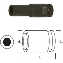 OSAKA 1/2 Altı Köşe Havalı Derin Lokma 16 mm