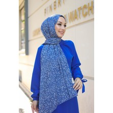 Shalby Tesettür Floral Bürümcük Şal Indigo