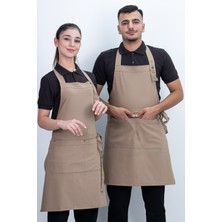 Düz Cepli Ayarlanabilir 2 Parça Düğmeli Arkadan Bağcıklı Önlük
