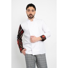 Baharat Desenli Beyaz Şef Ceket Aşçı Uniforma (Chef Ceket) Personel Kıyafeti